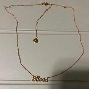 Stella & Dot Gold Script Necklace